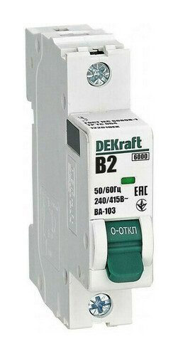 Автоматический выключатель DEKraft ВА-103 1P 2А (B) 6кА, 12201DEK