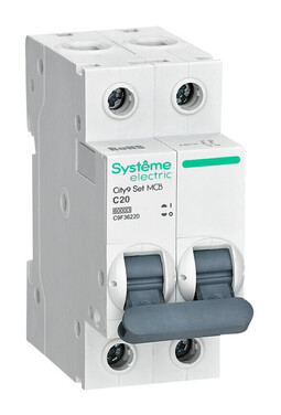 Автоматический выключатель Systeme Electric City9 Set 2P 20А (C) 6кА, C9F36220